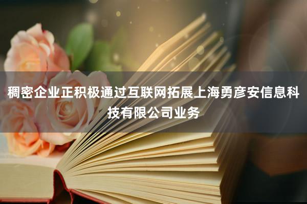 稠密企业正积极通过互联网拓展上海勇彦安信息科技有限公司业务